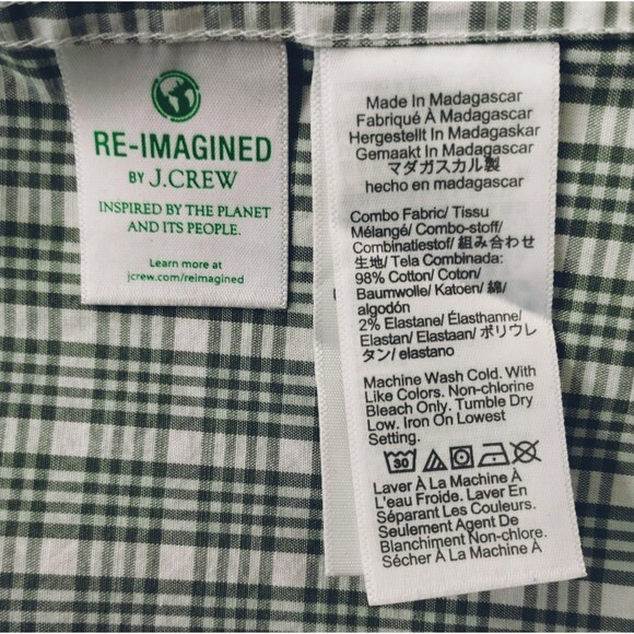 J Crew Shirt Men's XL Flex Washed Slim Untucked Button Down Collar Green Plaid - Picture 9 of 11